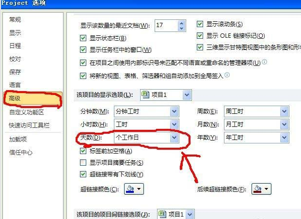 Project将工作日改成days的操作方法