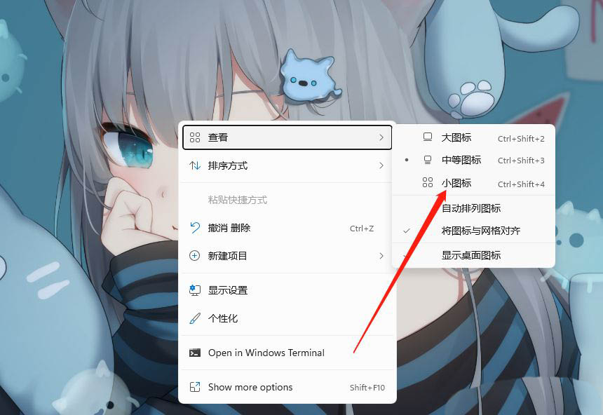 怎么设置Win11小图标