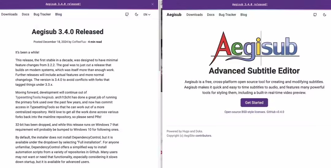 Aegisub3.4.0稳定版字幕编辑器发布,不再支持32位操作系统