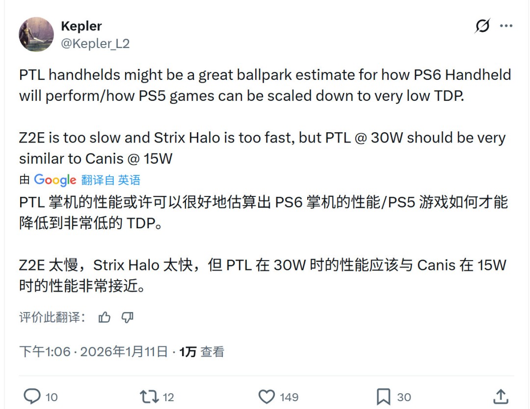 PS6掌机性能媲美RTX4050笔记本版功耗仅15W