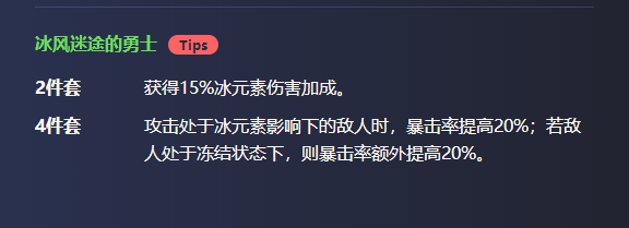 原神冰风迷途的勇士套装适合谁