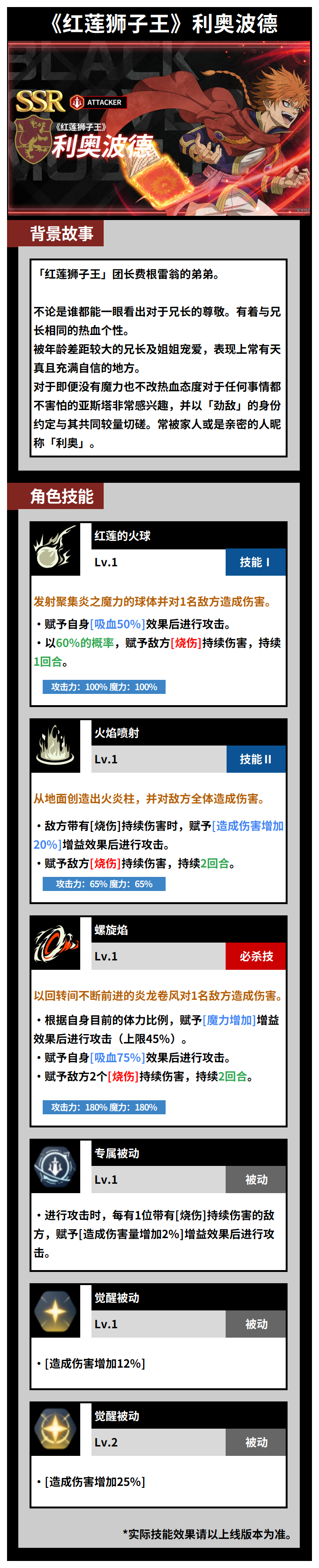 黑色四叶草魔法帝之道红莲狮子王利奥波德介绍