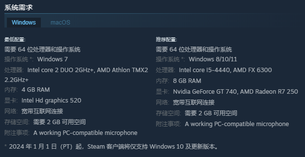 ParallelExperiment游戏配置要求介绍