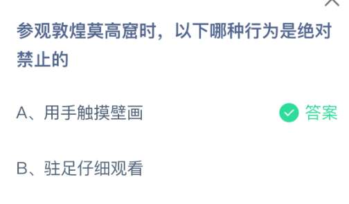 参观敦煌莫高窟时，以下哪种行为是绝对禁止的